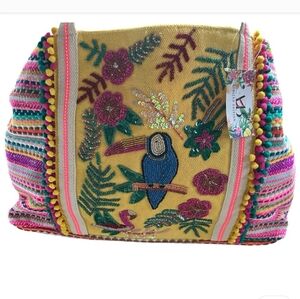 America And Beyond Colorful Pelican Embroidered Tote Bag Limited Edition